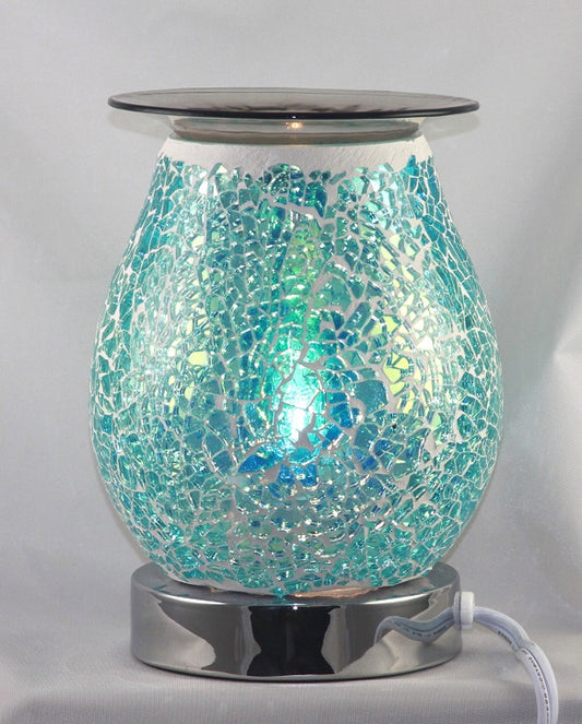 Teal Crackle Touch Lamp
